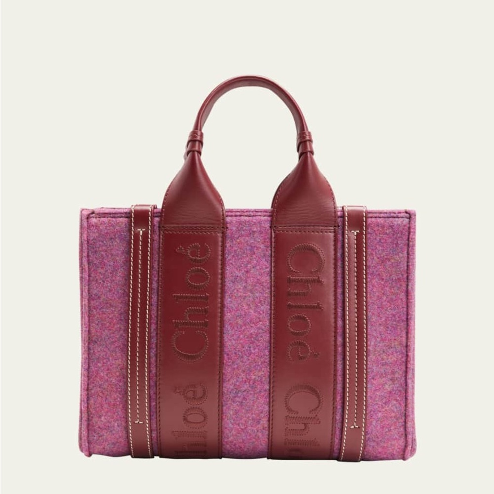 Chloe Small Woody Tote Bag in Felt with Crossbody Strap 💜